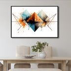 Artistic Geometric Orange, Blue and Gray Abstract Art - Designity Art
