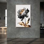 Black, White and Gold Flower Abstract Art - Designity Art