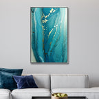 Blue and Gold Fluid Abstract Art - Designity Art