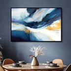 Blue and Gold Fluid Ink Abstract Art