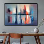 Blue, Orange, Red and Gray Abstract Art