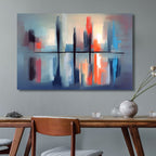 Blue, Orange, Red and Gray Abstract Art