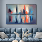 Blue, Orange, Red and Gray Abstract Art