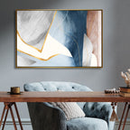 Blue, Pink, Gray and Gold Geometric Abstract Art
