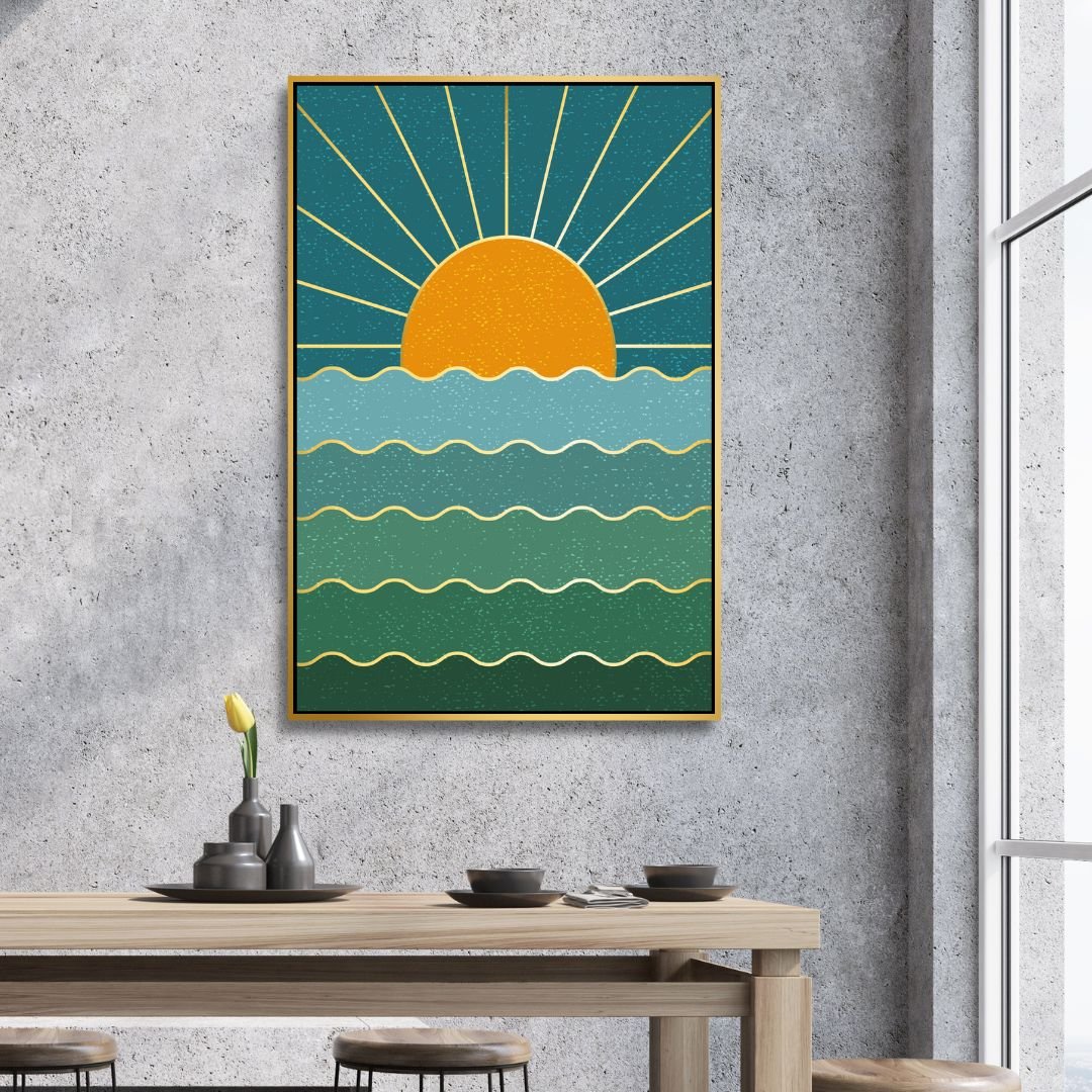 Boho Style Sun, Moon, Sea, Mountains Art
