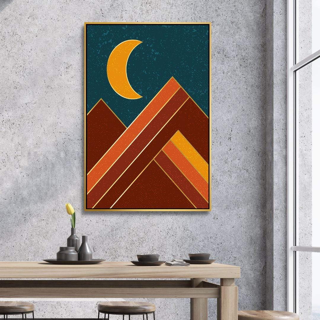 Boho Style Sun, Moon, Sea, Mountains Art
