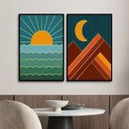 Boho Style Sun, Moon, Sea, Mountains Art