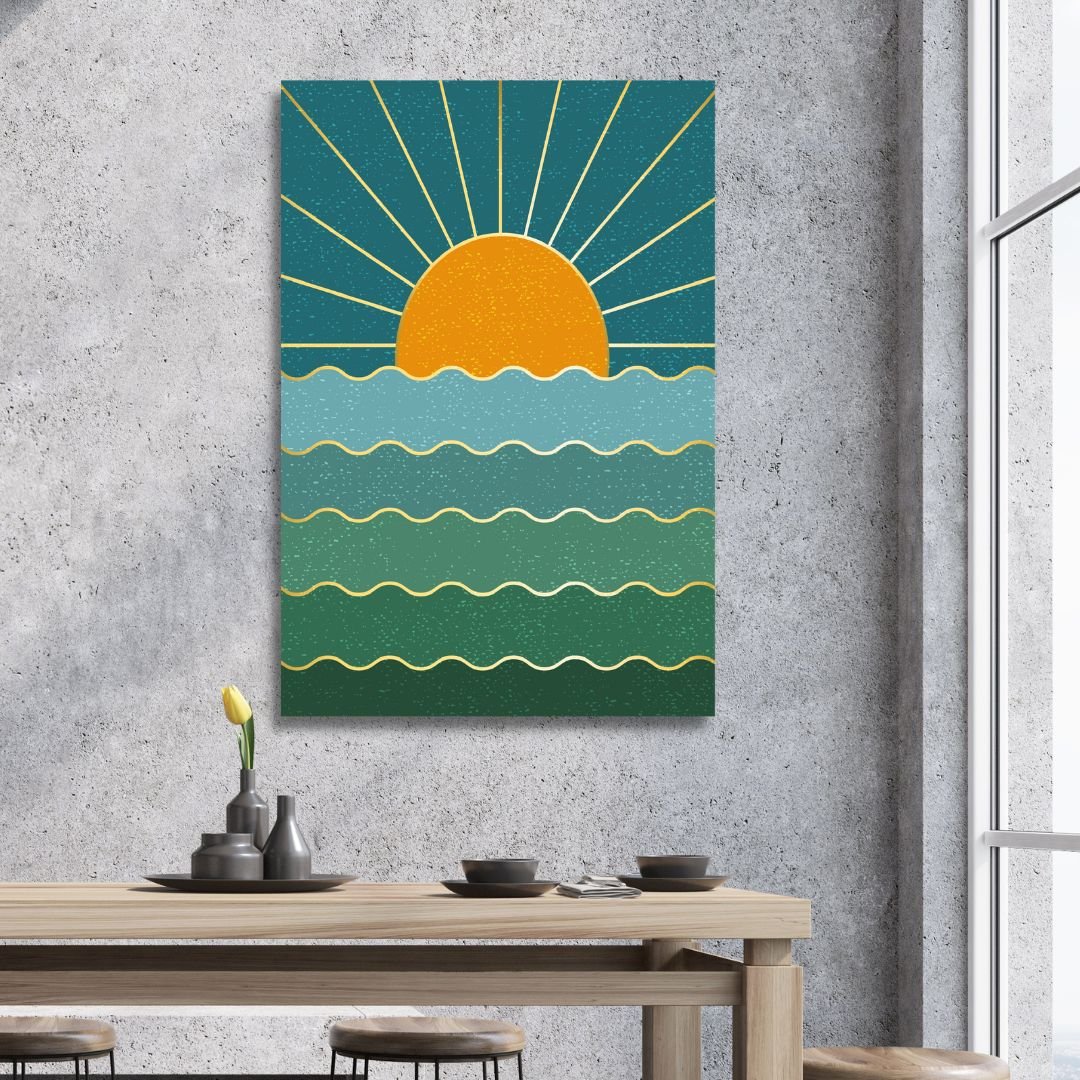 Boho Style Sun, Moon, Sea, Mountains Art