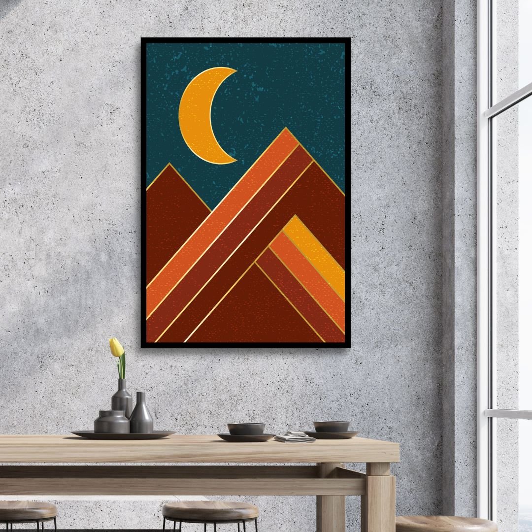 Boho Style Sun, Moon, Sea, Mountains Art