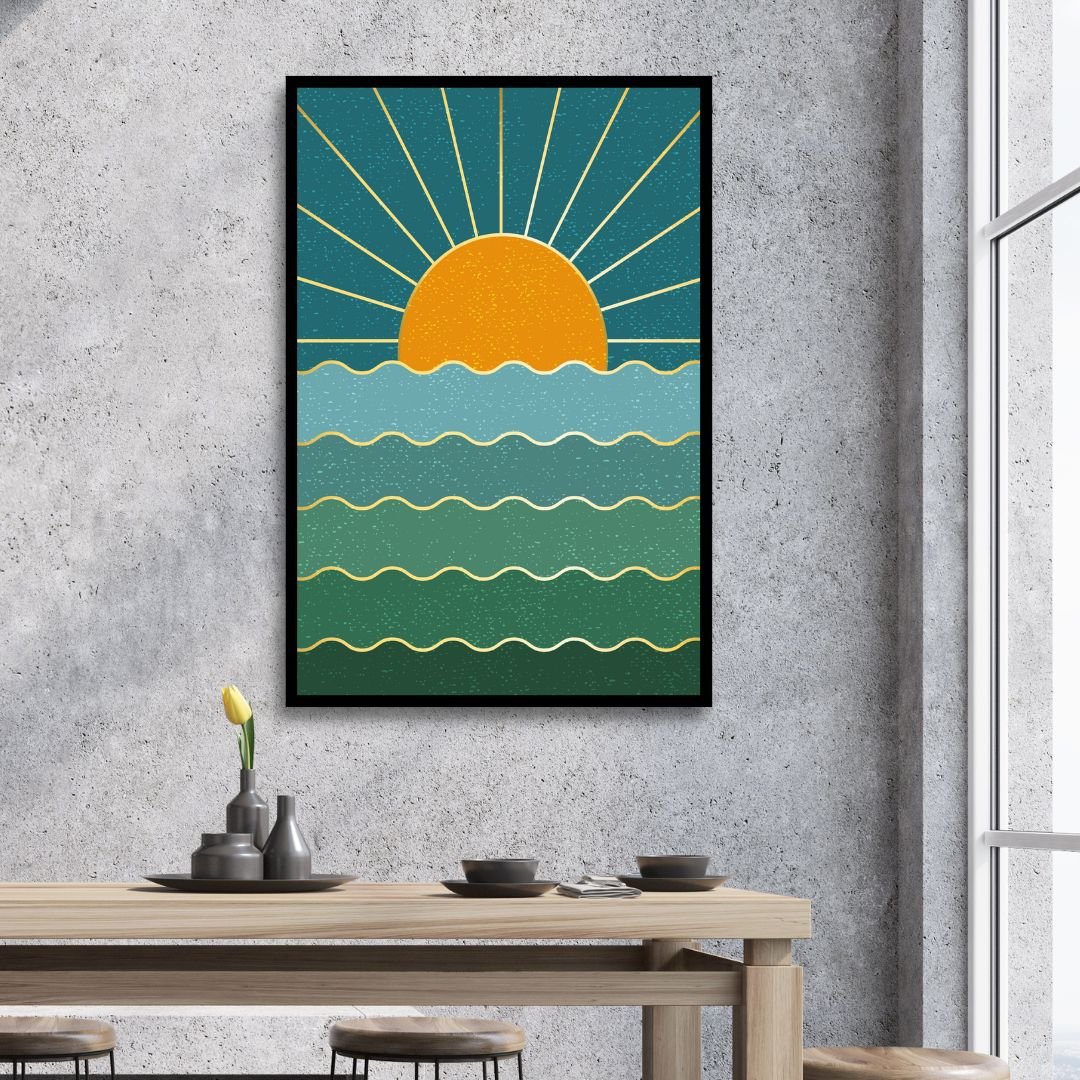 Boho Style Sun, Moon, Sea, Mountains Art