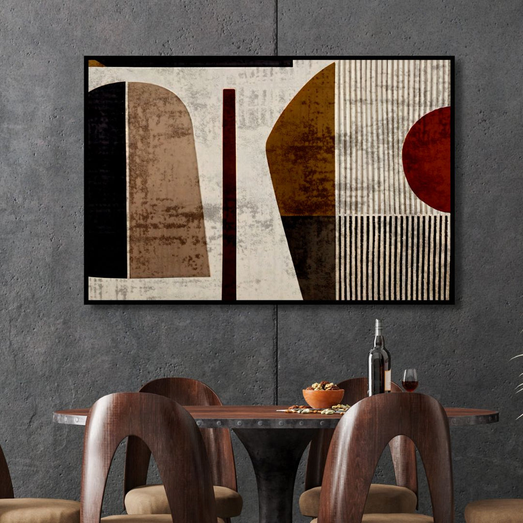 Brown, Beige and Burgundy Geometric Art