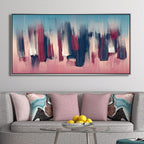 Burgundy and Denim Paint Strokes Abstract Canvas Art