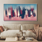 Burgundy and Denim Paint Strokes Abstract Canvas Art