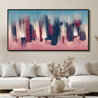 Burgundy and Denim Paint Strokes Abstract Canvas Art