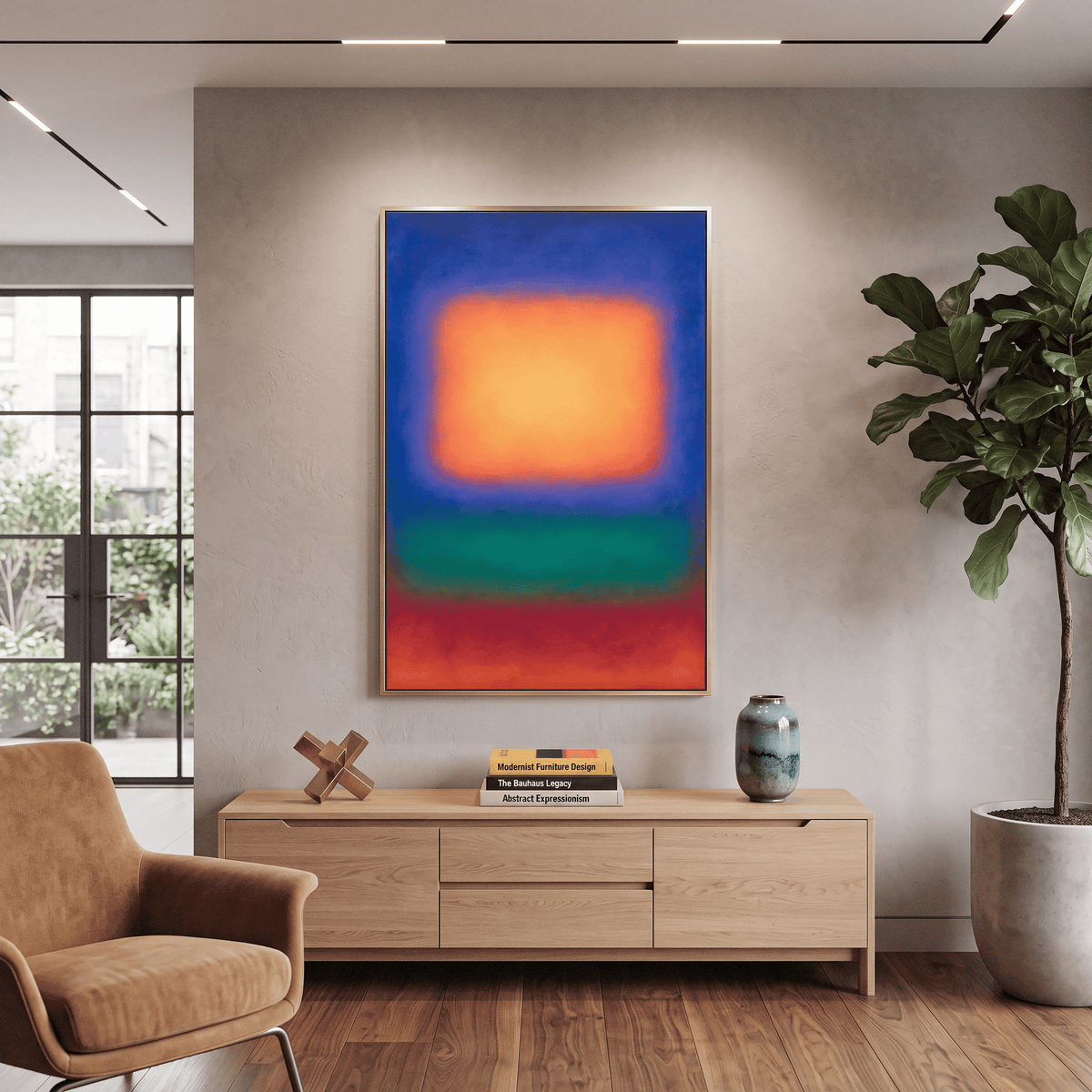 Color Field Canvas Wall Art, Orange Square Blue Green Red, Modern, Abstract - Canvas Wall Art - Art-Port