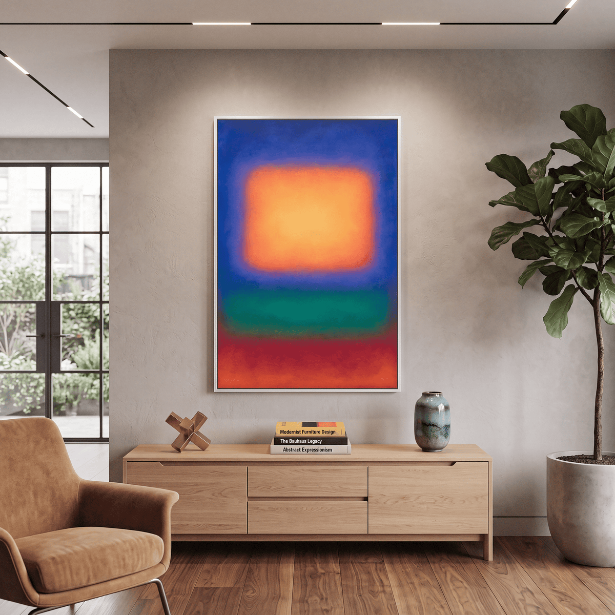 Color Field Canvas Wall Art, Orange Square Blue Green Red, Modern, Abstract - Canvas Wall Art - Art-Port