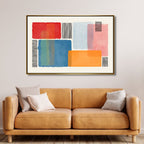 Colorful Geometric Blocks and Lines Abstract Art - Designity Art