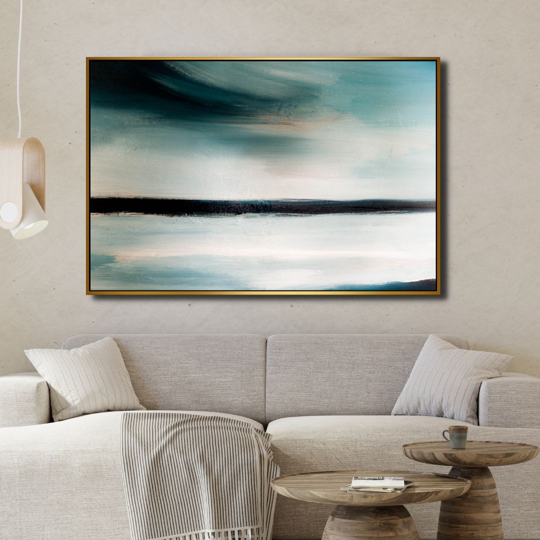 Contemporary Beige and Green Abstract Art - Designity Art