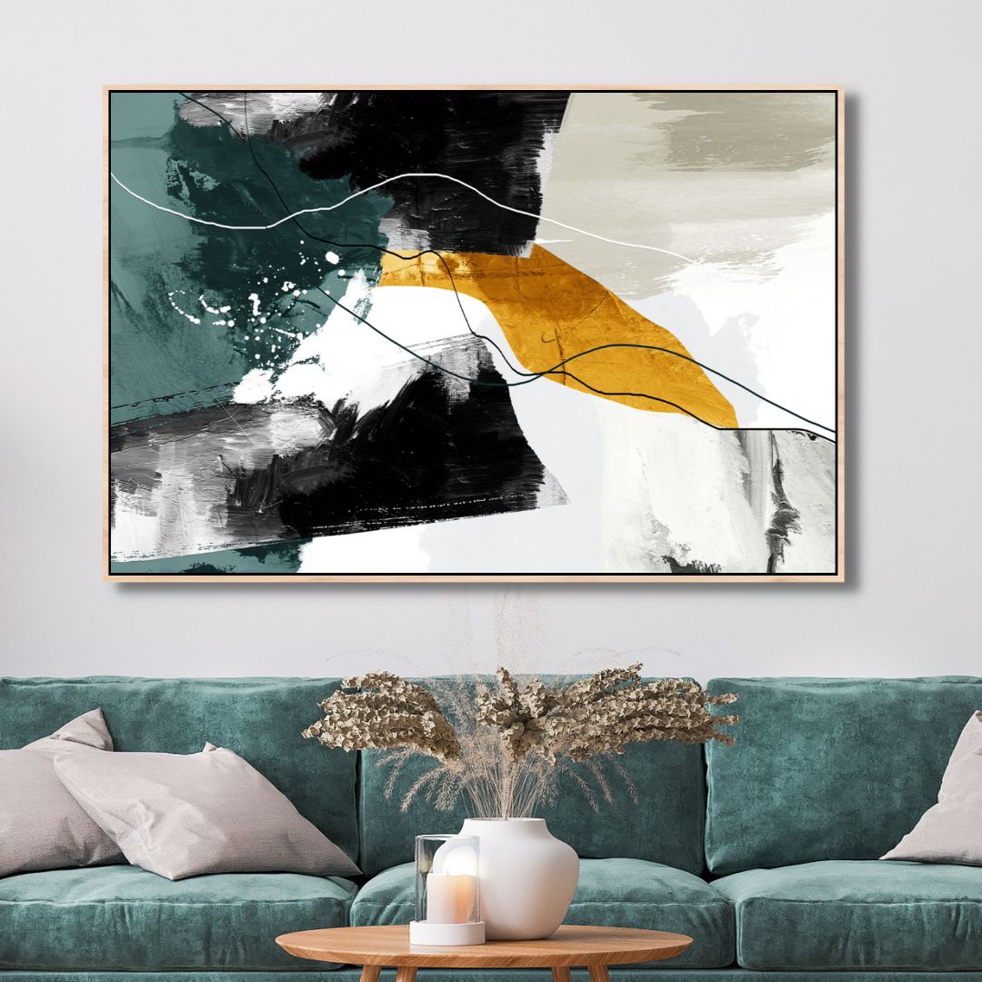 Contemporary Green, Gray and Gold Abstract Art - Designity Art