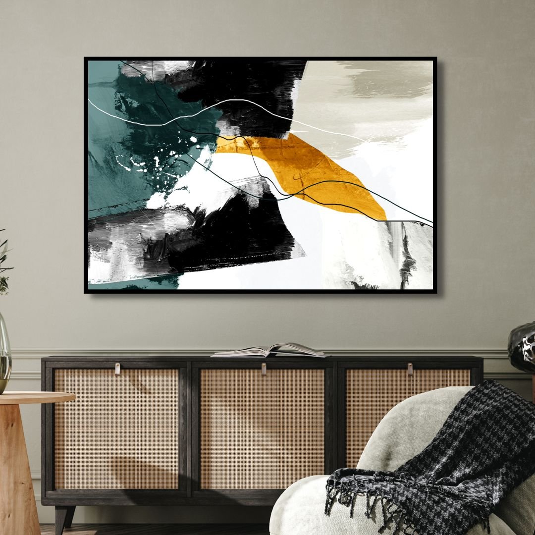 Contemporary Green, Gray and Gold Abstract Art - Designity Art