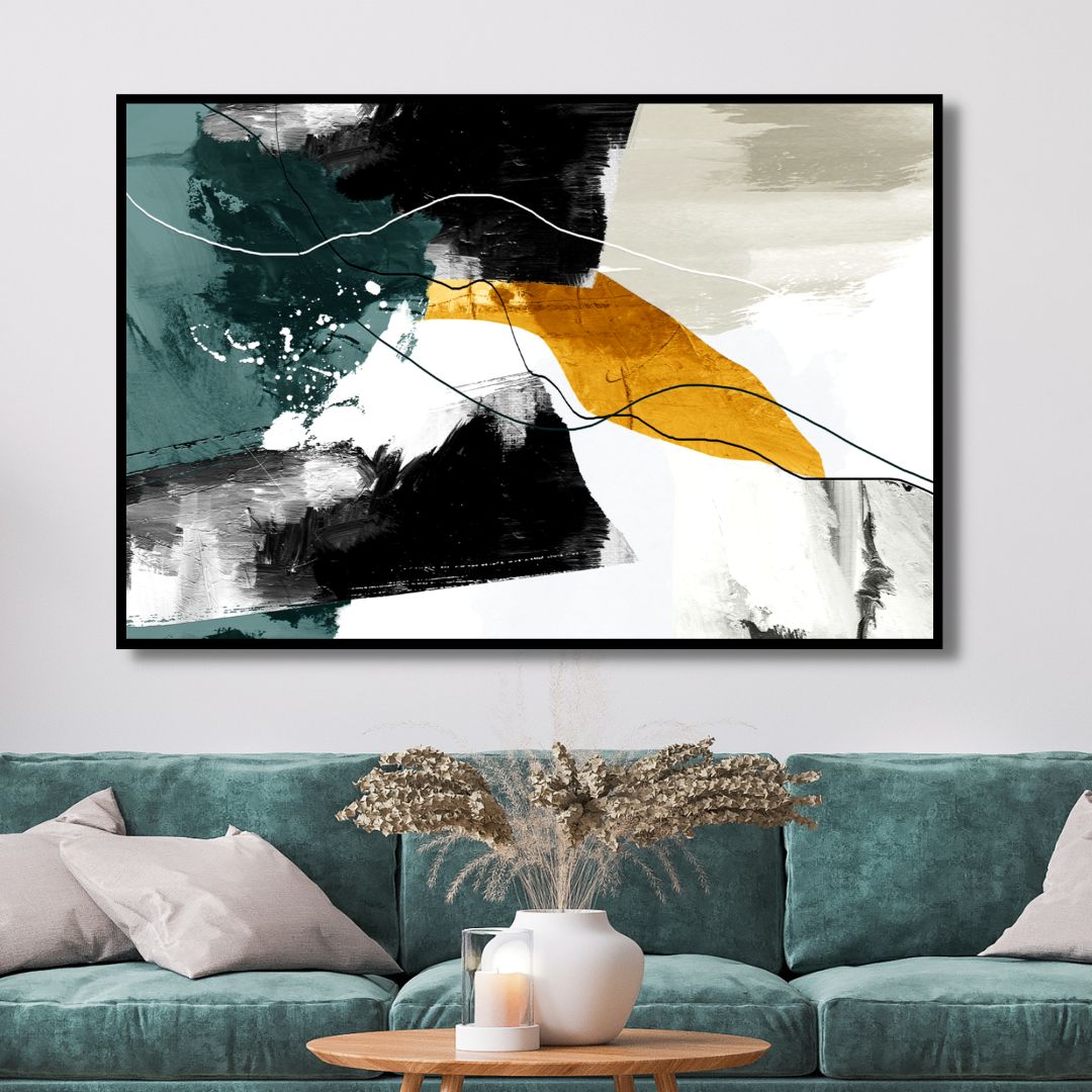 Contemporary Green, Gray and Gold Abstract Art - Designity Art