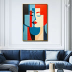Cubism Style Couple Kiss Canvas Wall Art - Designity Art