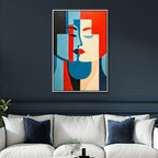 Cubism Style Couple Kiss Canvas Wall Art - Designity Art