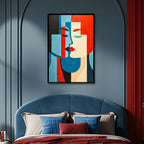 Cubism Style Couple Kiss Canvas Wall Art - Designity Art
