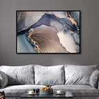 Fluid Blue and Gold Ink Abstract Canvas Art - Designity Art