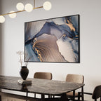 Fluid Blue and Gold Ink Abstract Canvas Art - Designity Art