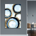Gold and Blue Circle Lines Abstract Art - Designity Art