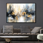 Gold, Blue and Gray Brushstrokes Abstract Art - Designity Art