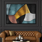 Gold, Blue and Gray Geometric Abstract Art - Designity Art