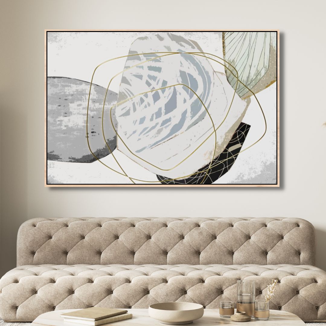 Gold, Gray and White Watercolor Abstract Art - Designity Art