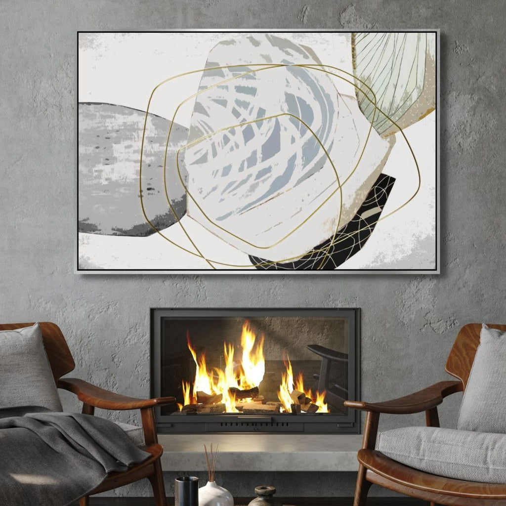 Gold, Gray and White Watercolor Abstract Art - Designity Art