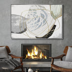 Gold, Gray and White Watercolor Abstract Art - Designity Art
