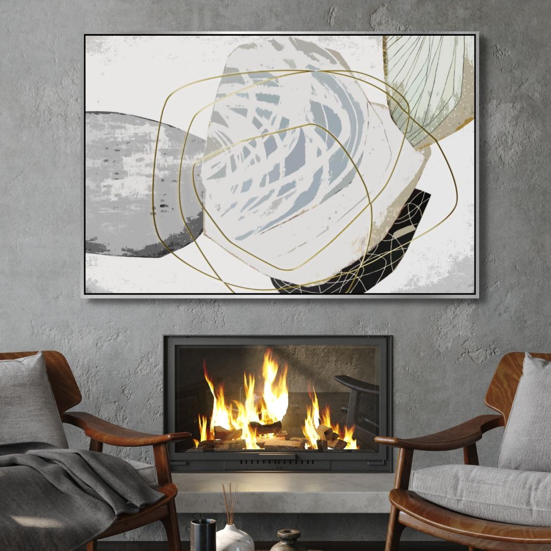 Gold, Gray and White Watercolor Abstract Art - Designity Art