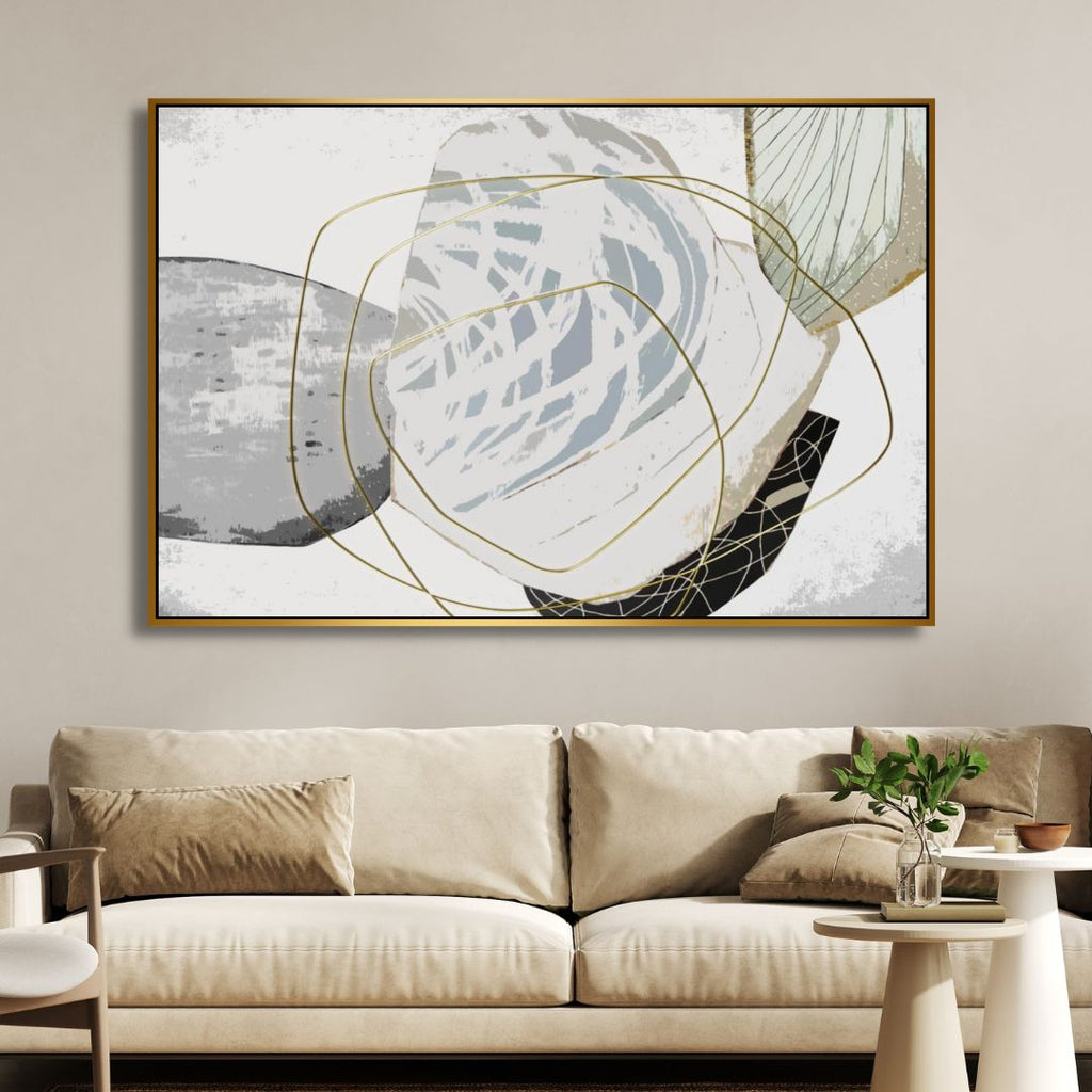 Gold, Gray and White Watercolor Abstract Art - Designity Art