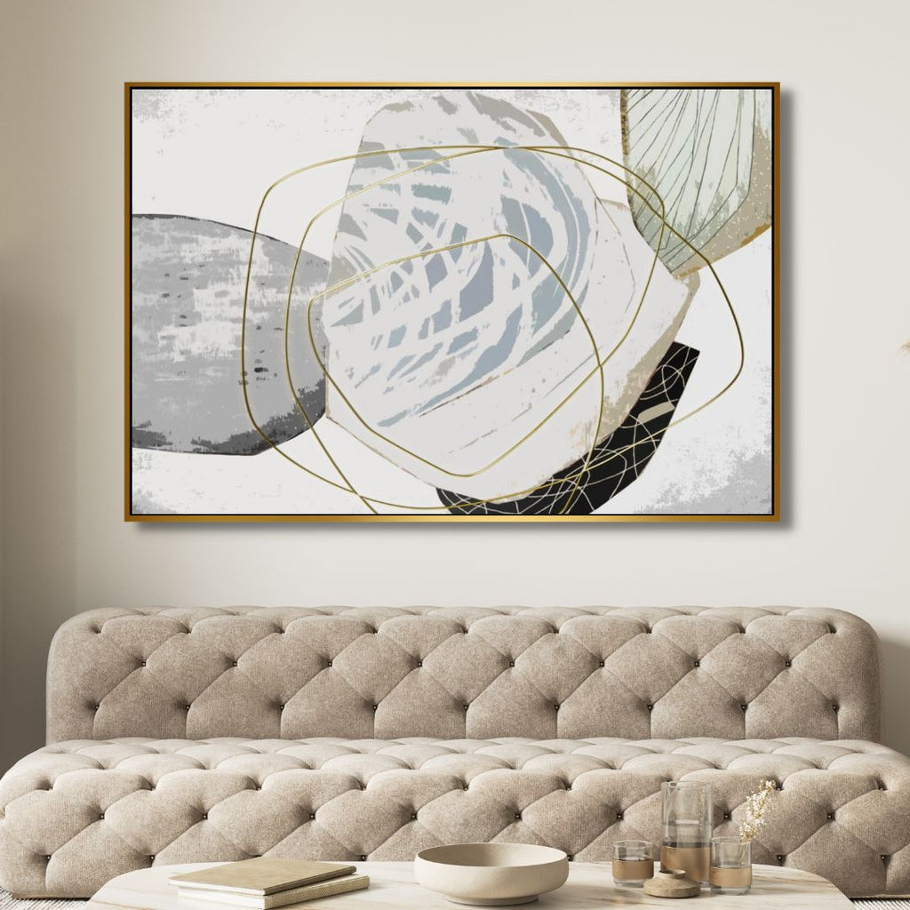 Gold, Gray and White Watercolor Abstract Art - Designity Art