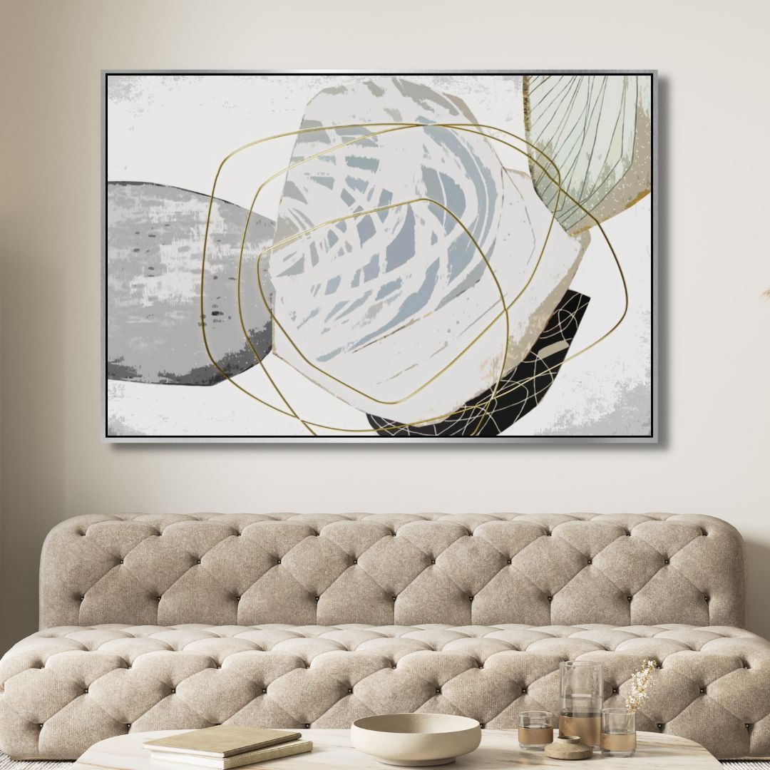 Gold, Gray and White Watercolor Abstract Art - Designity Art