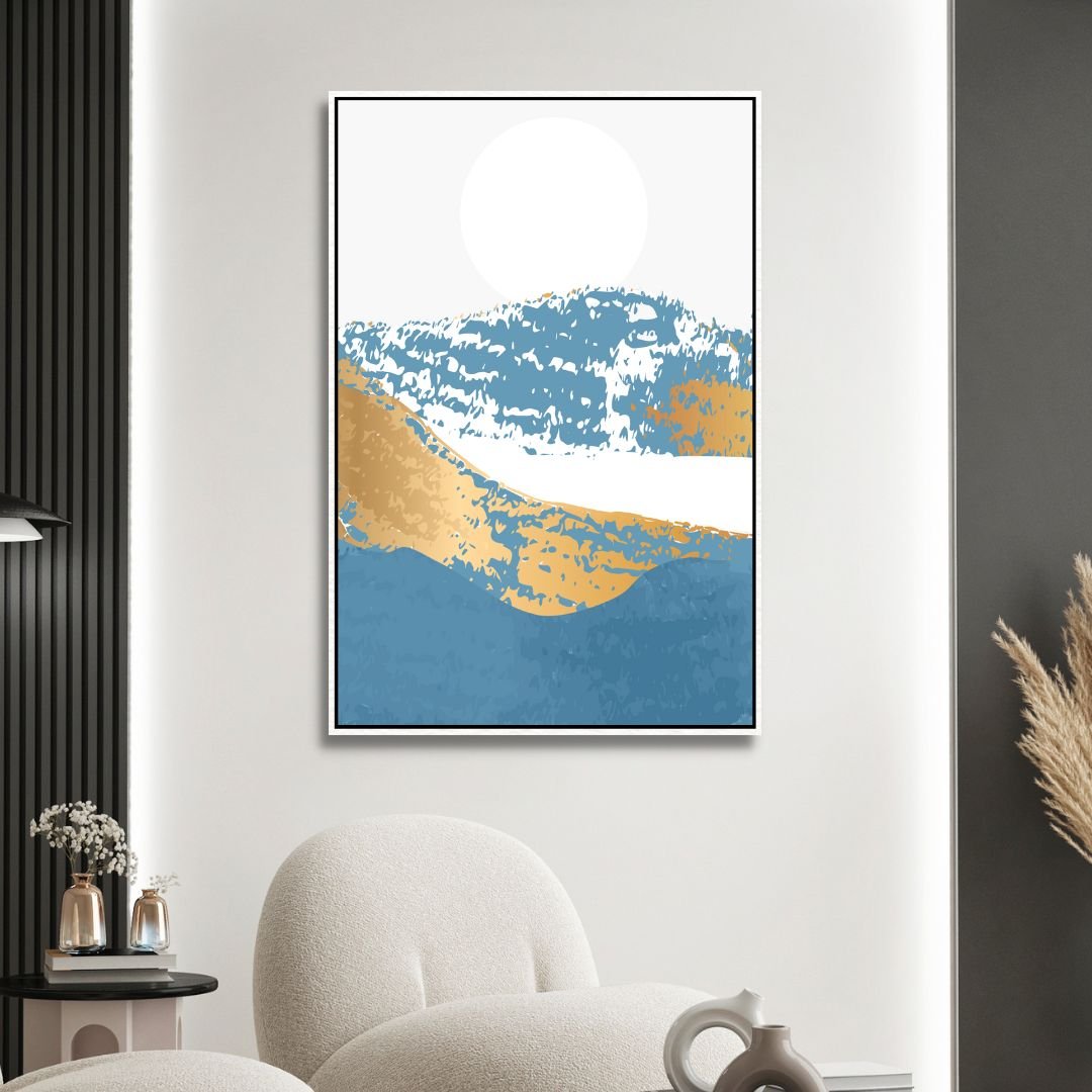 Gold Mountains Abstract Canvas Wall Art - Designity Art