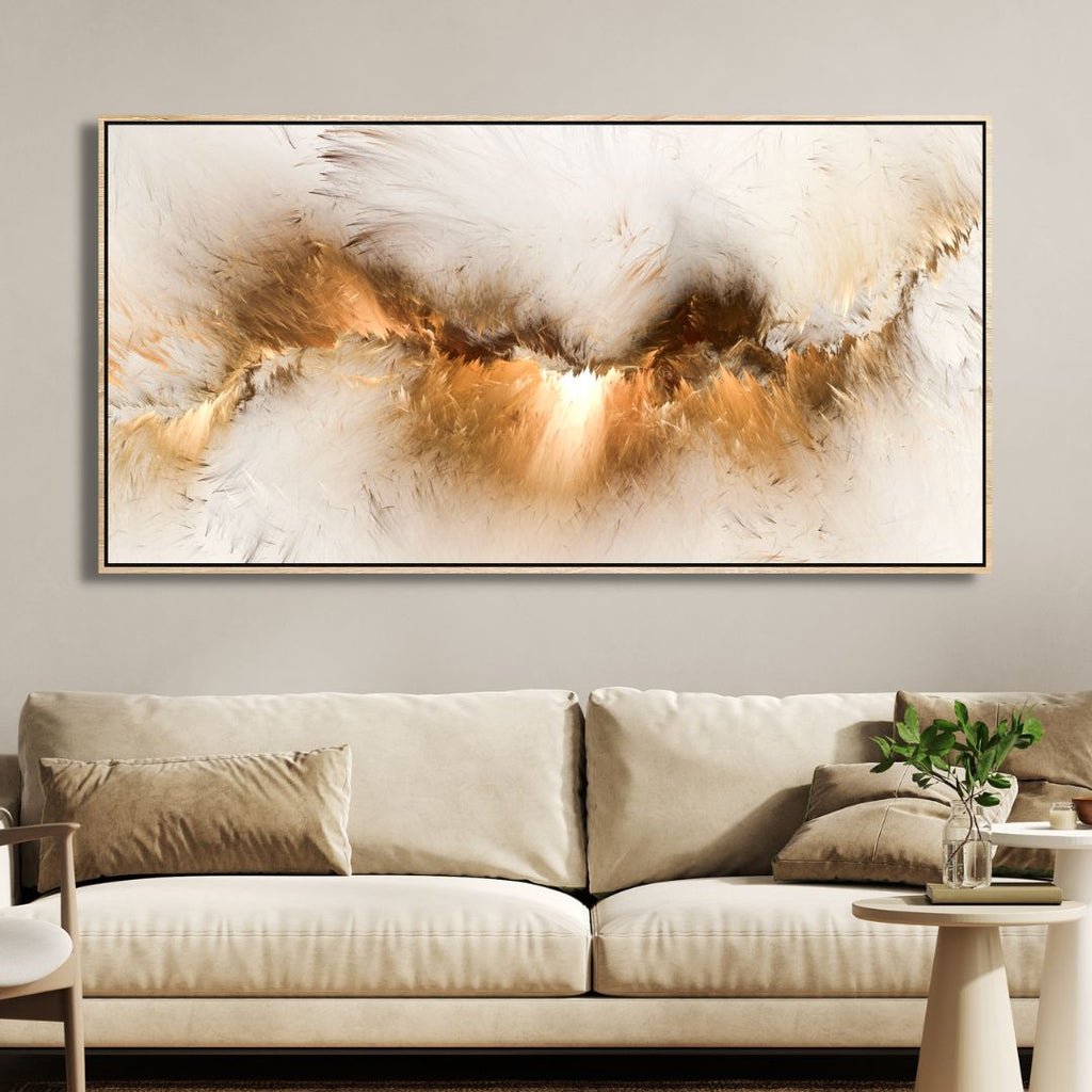 Golden Clouds Abstract Canvas Art - Designity Art