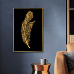 Golden Leaf Typography Abstract Canvas Art - Designity Art