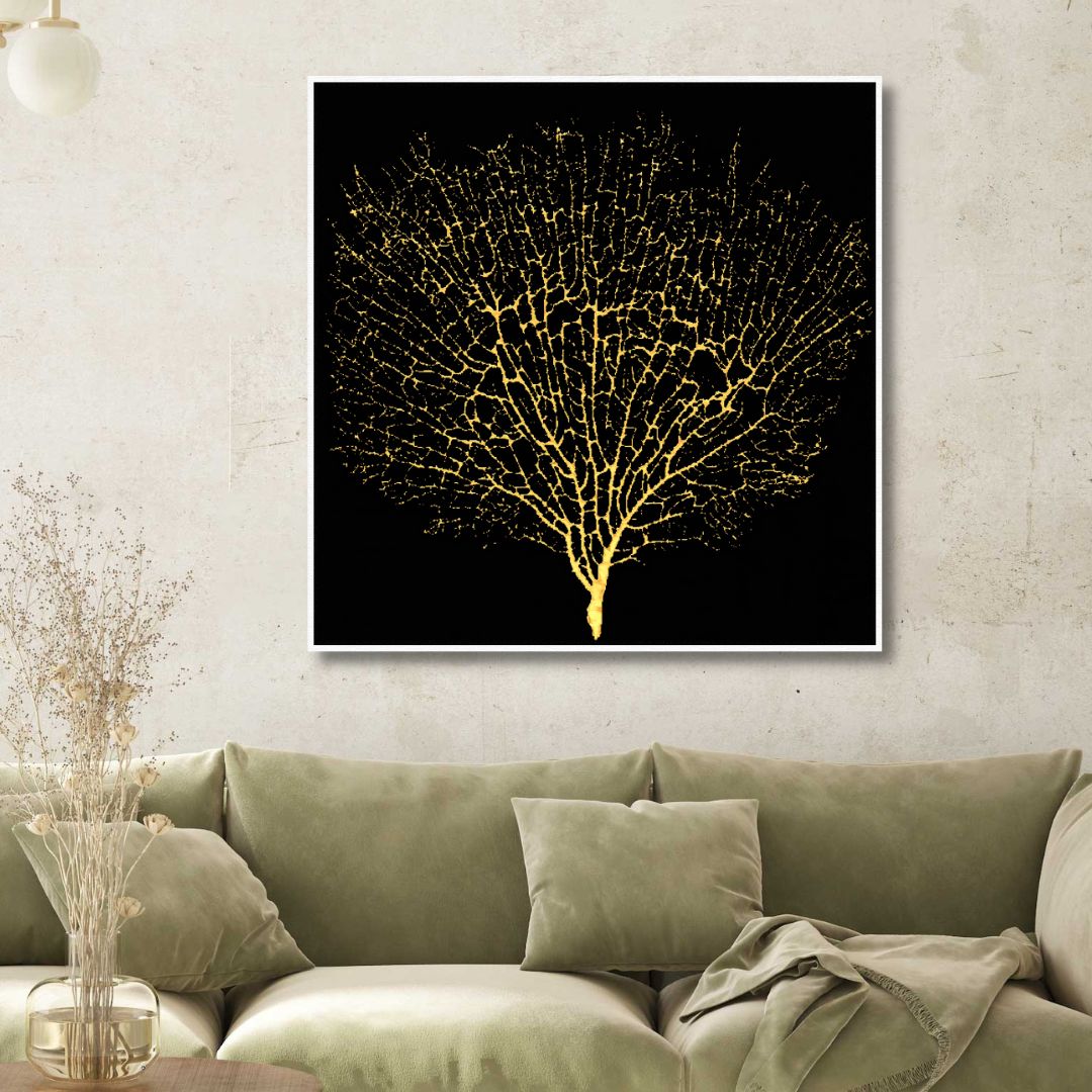 Golden Tree Abstract Canvas Wall Art - Designity Art