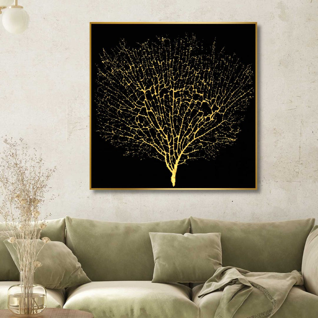 Golden Tree Abstract Canvas Wall Art - Designity Art
