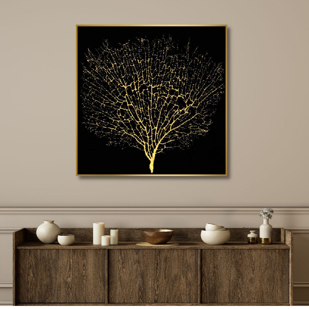 Golden Tree Abstract Canvas Wall Art - Designity Art