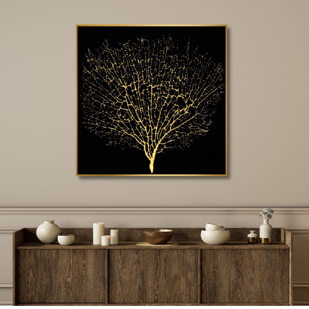 Golden Tree Abstract Canvas Wall Art - Designity Art
