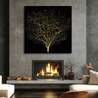 Golden Tree Abstract Canvas Wall Art - Designity Art
