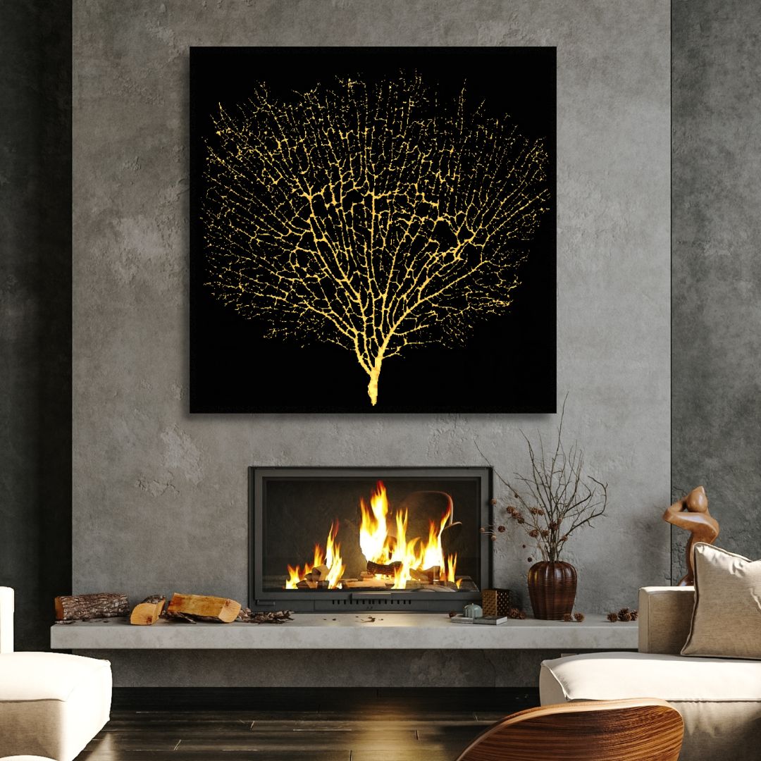 Golden Tree Abstract Canvas Wall Art - Designity Art