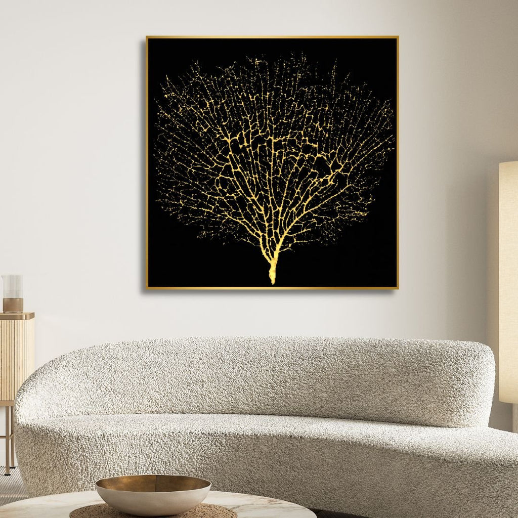 Golden Tree Abstract Canvas Wall Art - Designity Art
